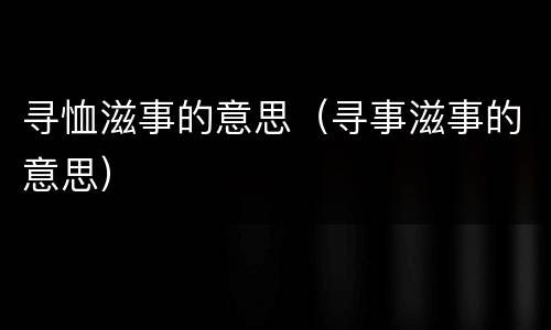 寻恤滋事的意思（寻事滋事的意思）