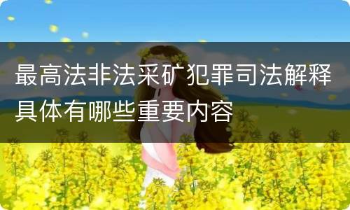 最高法非法采矿犯罪司法解释具体有哪些重要内容