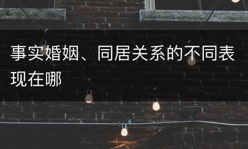 事实婚姻、同居关系的不同表现在哪