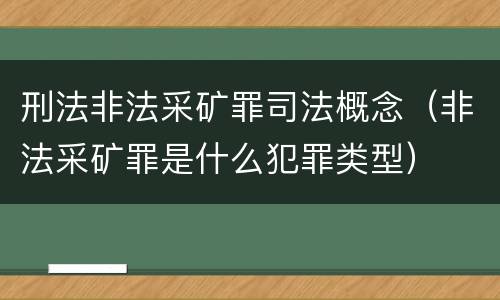 刑法非法采矿罪司法概念（非法采矿罪是什么犯罪类型）