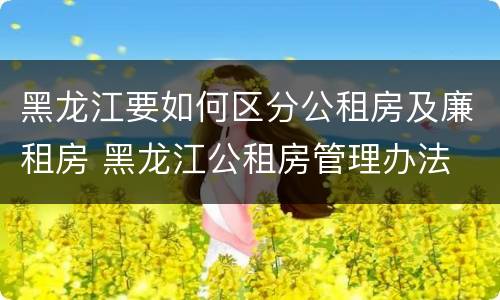 黑龙江要如何区分公租房及廉租房 黑龙江公租房管理办法