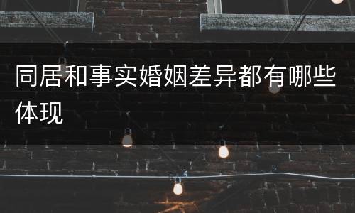 同居和事实婚姻差异都有哪些体现