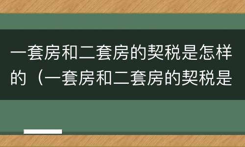 一套房和二套房的契税是怎样的（一套房和二套房的契税是怎样的啊）