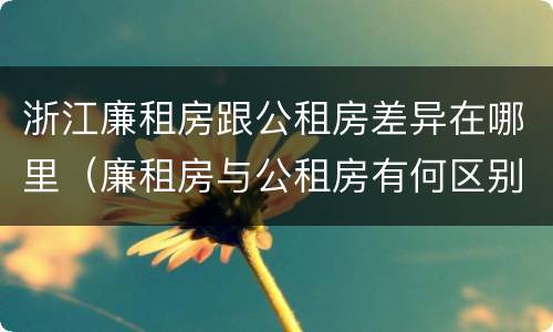 浙江廉租房跟公租房差异在哪里（廉租房与公租房有何区别）
