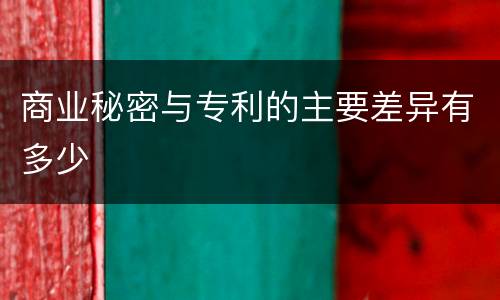 商业秘密与专利的主要差异有多少
