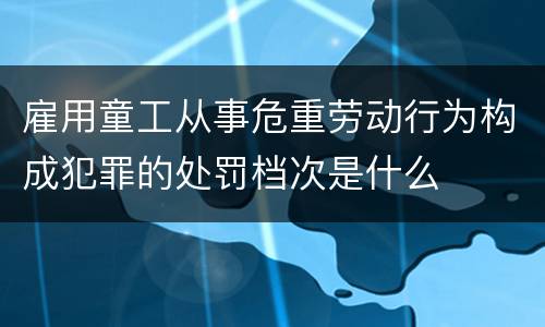 雇用童工从事危重劳动行为构成犯罪的处罚档次是什么