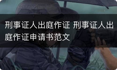 刑事证人出庭作证 刑事证人出庭作证申请书范文