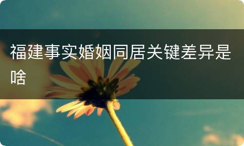 福建事实婚姻同居关键差异是啥
