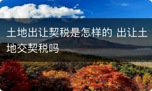土地出让契税是怎样的 出让土地交契税吗