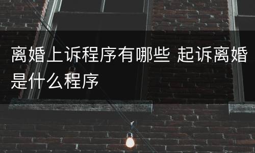 离婚上诉程序有哪些 起诉离婚是什么程序