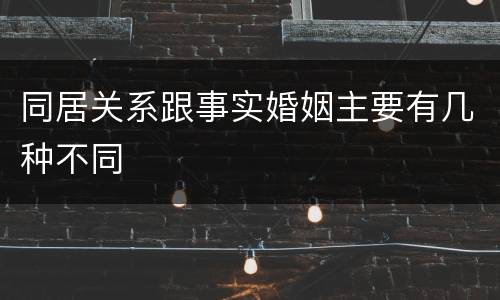 同居关系跟事实婚姻主要有几种不同