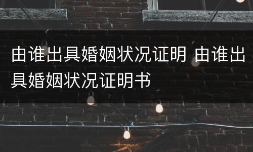 由谁出具婚姻状况证明 由谁出具婚姻状况证明书