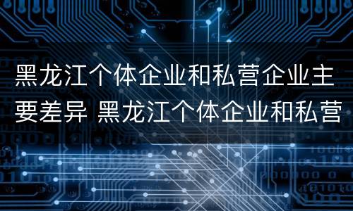 黑龙江个体企业和私营企业主要差异 黑龙江个体企业和私营企业主要差异有哪些
