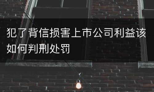 犯了背信损害上市公司利益该如何判刑处罚