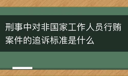 刑事中对非国家工作人员行贿案件的追诉标准是什么