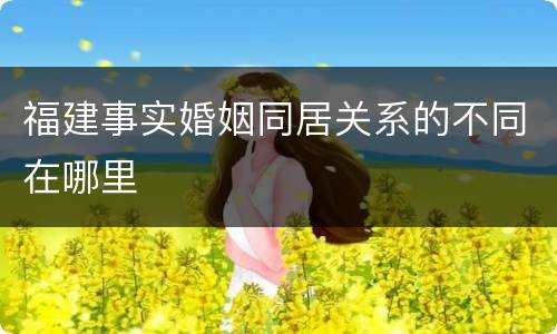 福建事实婚姻同居关系的不同在哪里