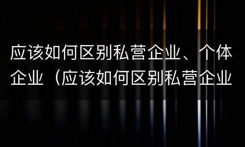 应该如何区别私营企业、个体企业（应该如何区别私营企业,个体企业和公司）
