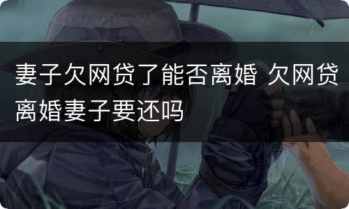 妻子欠网贷了能否离婚 欠网贷离婚妻子要还吗