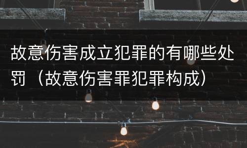 故意伤害成立犯罪的有哪些处罚（故意伤害罪犯罪构成）