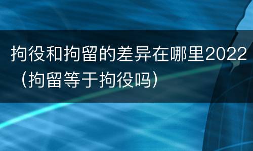 拘役和拘留的差异在哪里2022（拘留等于拘役吗）