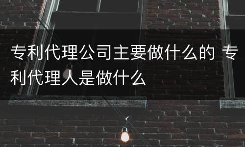 专利代理公司主要做什么的 专利代理人是做什么