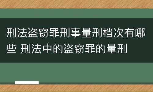 刑法盗窃罪刑事量刑档次有哪些 刑法中的盗窃罪的量刑