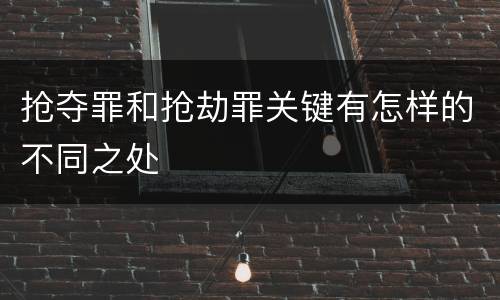 抢夺罪和抢劫罪关键有怎样的不同之处