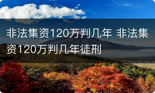 非法集资120万判几年 非法集资120万判几年徒刑