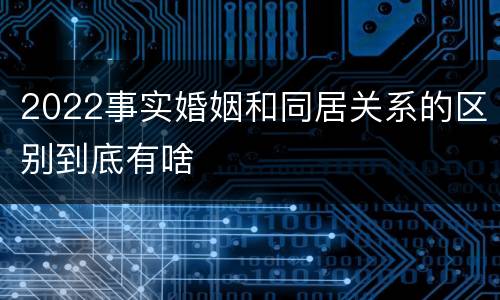 2022事实婚姻和同居关系的区别到底有啥