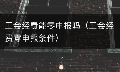 工会经费能零申报吗（工会经费零申报条件）