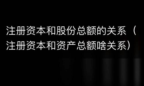 注册资本和股份总额的关系（注册资本和资产总额啥关系）