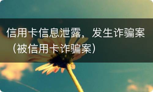 信用卡信息泄露，发生诈骗案（被信用卡诈骗案）