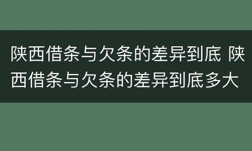 陕西借条与欠条的差异到底 陕西借条与欠条的差异到底多大