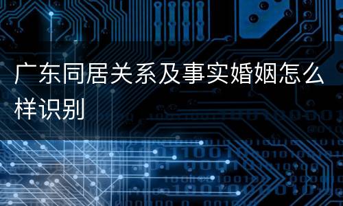 广东同居关系及事实婚姻怎么样识别