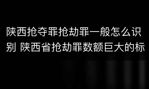陕西抢夺罪抢劫罪一般怎么识别 陕西省抢劫罪数额巨大的标准