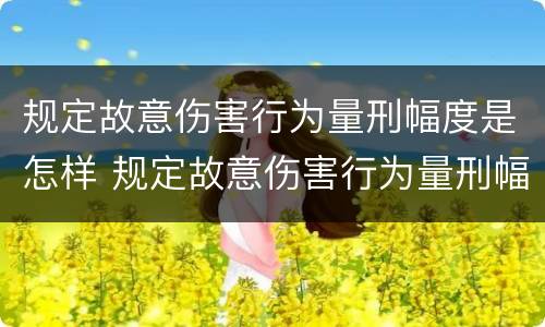 规定故意伤害行为量刑幅度是怎样 规定故意伤害行为量刑幅度是怎样确定的