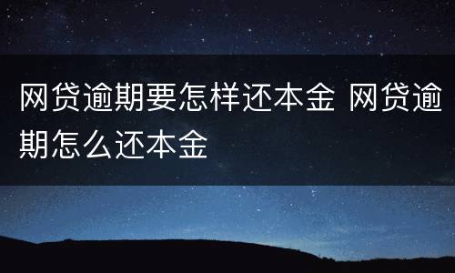 网贷逾期要怎样还本金 网贷逾期怎么还本金