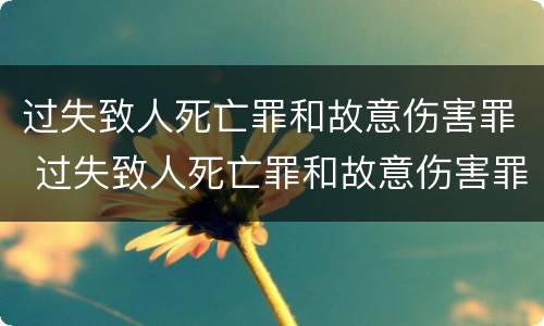 过失致人死亡罪和故意伤害罪 过失致人死亡罪和故意伤害罪哪个重