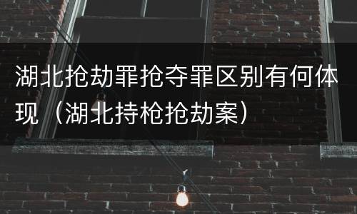 湖北抢劫罪抢夺罪区别有何体现（湖北持枪抢劫案）