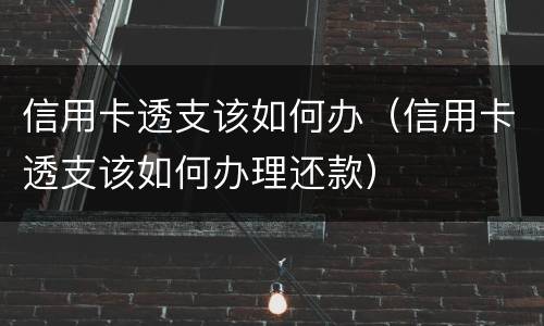信用卡透支该如何办（信用卡透支该如何办理还款）
