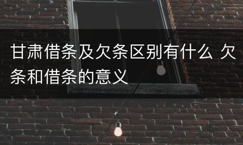 甘肃借条及欠条区别有什么 欠条和借条的意义