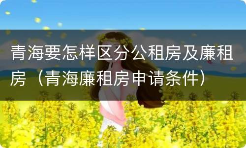 青海要怎样区分公租房及廉租房（青海廉租房申请条件）
