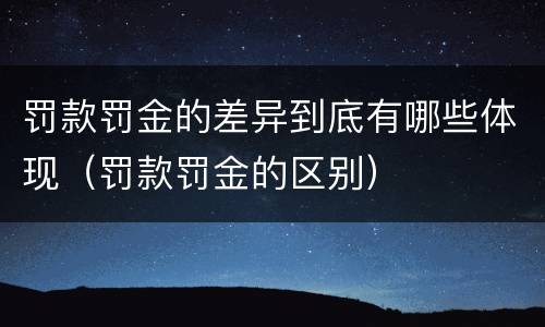 罚款罚金的差异到底有哪些体现（罚款罚金的区别）