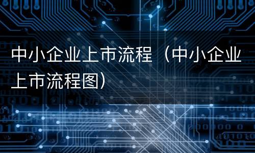 中小企业上市流程（中小企业上市流程图）
