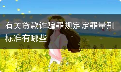 有关贷款诈骗罪规定定罪量刑标准有哪些
