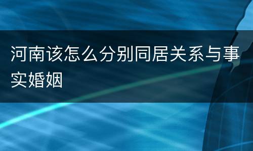 河南该怎么分别同居关系与事实婚姻