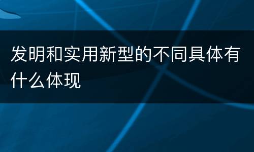发明和实用新型的不同具体有什么体现