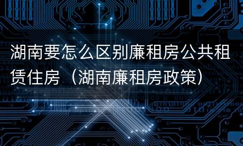 湖南要怎么区别廉租房公共租赁住房（湖南廉租房政策）