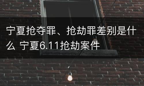 宁夏抢夺罪、抢劫罪差别是什么 宁夏6.11抢劫案件