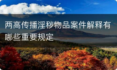 两高传播淫秽物品案件解释有哪些重要规定